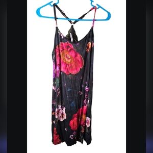 Soma Cool Nights Black Floral Nightgown